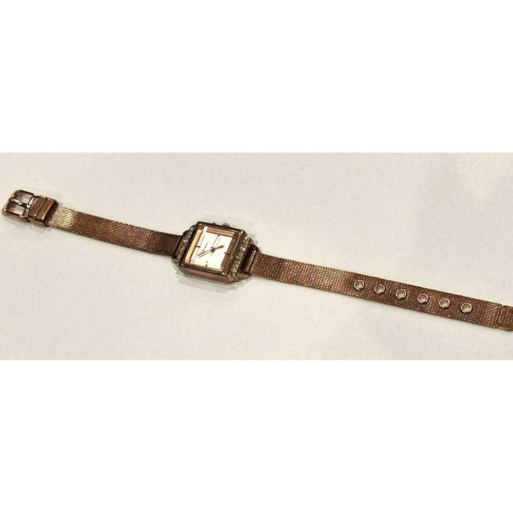 GENEVA PLATINUM ROSE GOLD MESH 7.5" BAND RHINESTONES 5956 WATCH NEEDS BATTERY EU